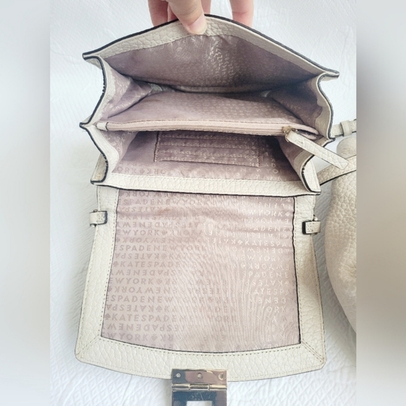 Kate Spade NY BANDLE Everett Way Tallulah Large & Crossbody Pebble Leather Cream - Picture 7 of 15